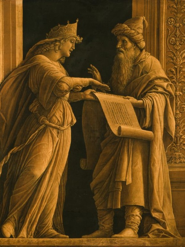 A sibyl and a prophet, c.1495 (distemper & gold on canvas)